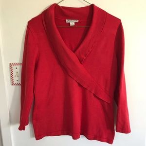 Pendleton mock wrap 3/4 sleeve silk knit top